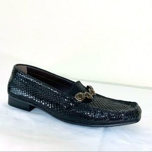 Stuart Weitzman snake embossed shoes black